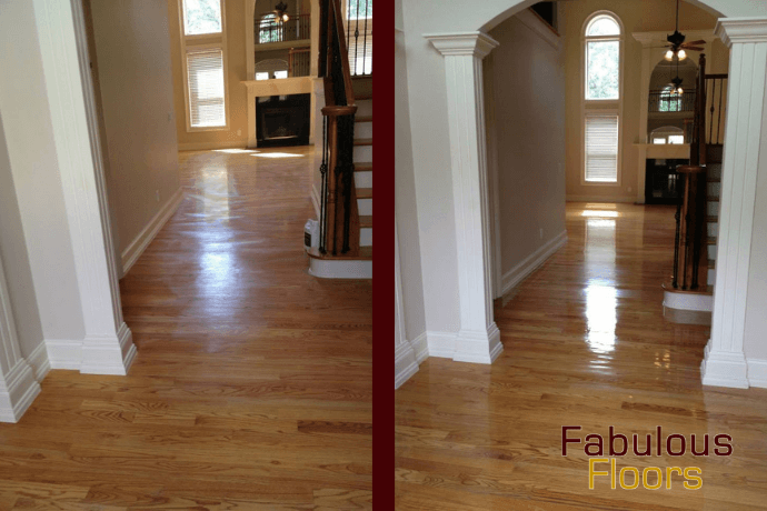 Before and after hardwood floor resurfacing in Wexford, PA