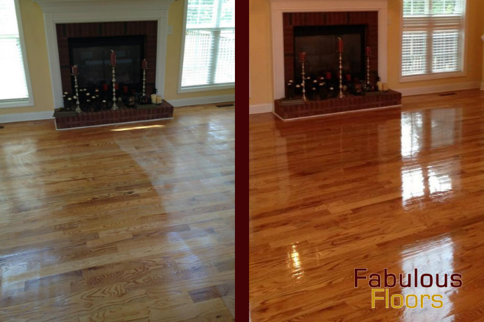 before and after hardwood floor refinishing in North Versailles, PA