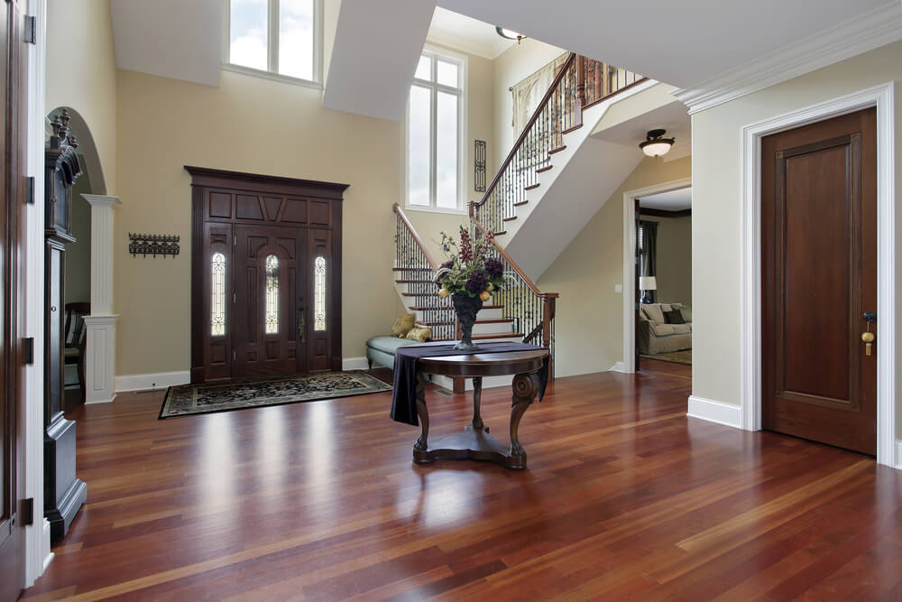 A hardwood floor in the entry way of a McCandless home