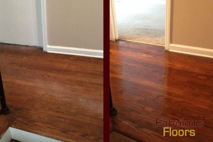Before and after hardwood floor refinishing in McCandless, PA