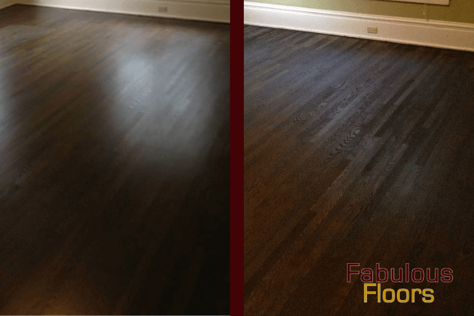 Before and after hardwood floor resurfacing in Turtle Creek, PA