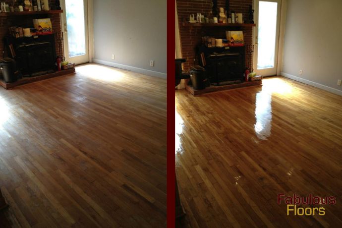 before and after hardwood floor refinishing in carnegie, pa