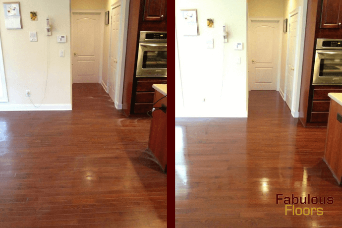 before and after a hardwood refinishing service in wilkinsburg, pa