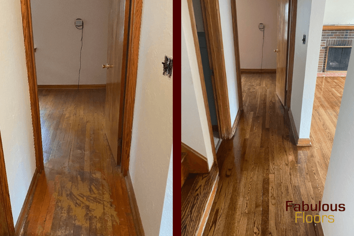 before and after hardwood floor refinishing service in glenshaw, pa